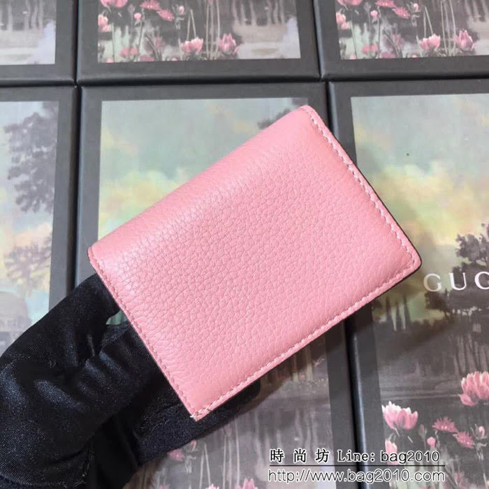 GUCCI古馳 原單 2018新款 萌萌小卡包 狗頭限量版 460185 淺粉皮 WTG2054
